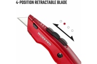 Нож строительный 19мм WORKPRO с выдвижным трапец. лезвием (3 лезвия) Арт. WP213017