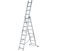 Лестница трехсекционная алюм.3х10 288/484/676см 150кг FIT Арт. 65435