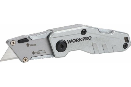 Нож складной WORKPRO алюминиевый быстросменный трапец. лезвие 105мм Арт. WP211010
