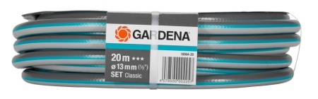 Шланг полив. Gardena Classic 1/2" 20м 22бар армир. ПВХ + резьб/штуц адаптер коннектор Арт. 18004-20.000.00