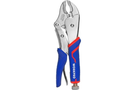 Клещи зажимные 250мм WORKPRO CR-V с изогнутыми губками Арт. WP231074