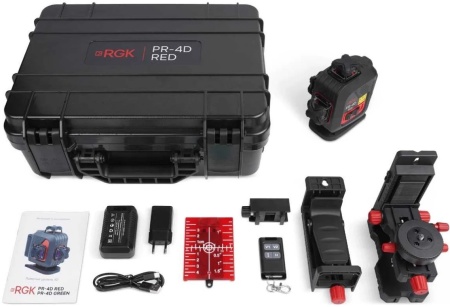 Нивелир лазерный RGK PR-4D 20м 0,2мм/м 4луча 5/8" Арт. 756822