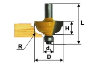 Фреза кромочная калевочная Ф28,6х14, r6,35 хв. 8мм Арт. 9285
