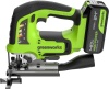 Лобзик Greenworks GD24JS120, 24V б/щет,120 мм,0-3500/мин,4-ст.маятник,алю.подошва,LED,1х4Ач,ЗУ,кор (3601407CUB)