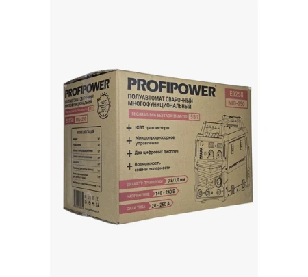 Полуавтомат PROFIPOWER MIG-250 5в1 20-215А 0.8-1мм 220В Арт. E0258