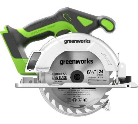 Пила дисковая акк GREENWORKS GD24CS165 24V Li-Ion 165*20мм без акк и ЗУ Арт. 1501607