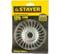 Щетка дисковая для УШМ витая 125мм, 22,2мм STAYER Арт. 35120-125