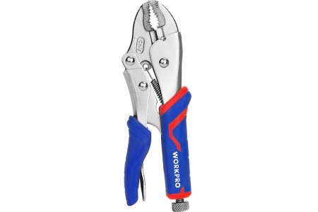 Клещи зажимные 180мм WORKPRO CR-V с изогнутыми губками Арт. WP231073