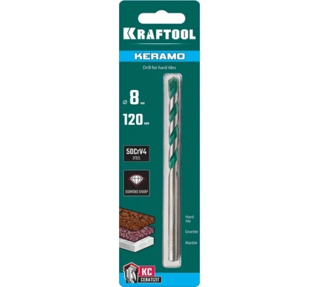 Сверло по керамограниту KRAFTOOL Keramo 8x120мм Арт. 29175-120-8