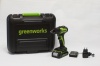 Дрель-шуруповерт акк GREENWORKS GD24DD35K2 24V*2Ah Li-Ion 35Нм бесщет.дв. 2 скор. ЗУ кейс Арт. 3704007UA