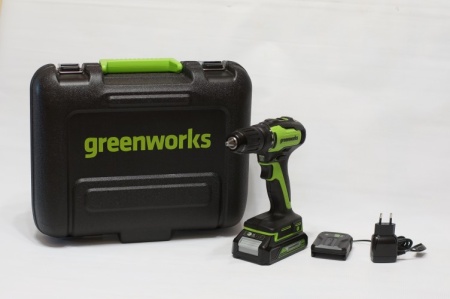 Дрель-шуруповерт акк GREENWORKS GD24DD35K2 24V*2Ah Li-Ion 35Нм бесщет.дв. 2 скор. ЗУ кейс Арт. 3704007UA