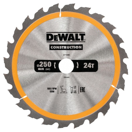 Диск пильный 250х30х24T DeWALT CONSTRUCT Арт. DT1956-QZ