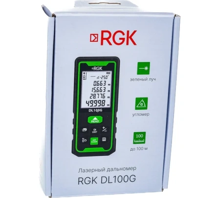 Дальномер лазерный RGK DL100G 100м точн 2мм +угломер Арт. 778190