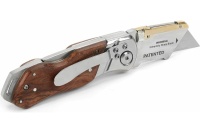 Нож складной WORKPRO дерев. ручка трапец. лезвие Арт. WP211014