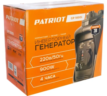 Генератор инверт Patriot GP 1000 I 0,7/0,9кВт 220В руч.старт. Арт. 474101025