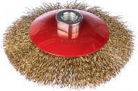 Корщетка-колесо 125мм, волнистая латунированная проволока с наклоном, М14, FIT Арт. 39052