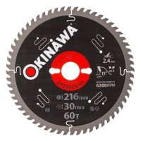 Диск пильный 216*30*48Т Okinawa по дереву Арт. 216-48-30