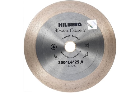 Диск алмазный Hilberg 200*25.4мм Сплошной Master Сeramic, мокр керамогранит Арт. HM505