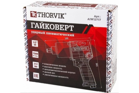 Пневмогайковерт 1/2" THORVIK AIW12717 717Нм 133л/мин Арт. 52482