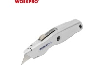 Нож строительный WORKPRO алюминиевый с выдвижным трапец. лезвием (3 лезвия) Арт. WP213008
