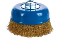 Щетка чашечная для УШМ ЗУБР 125 мм, витая стальная латунированная проволока 0.3 мм Арт. 3526-125_z02