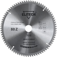 Диск пильный 250х30х80Т ELITECH по алюминию Арт. 1820.116800