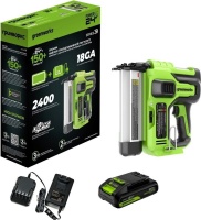 Нейлер акк. GreenWorks GD24BN, 24V, б/щет,100 уд/мин, гвозди 18GA, LED,1х2Ач,ЗУ,кор (3400707CUA)