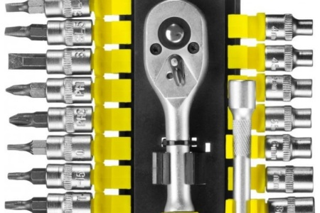 Набор головок с трещеткой 6 гран. 1/4" 28 предм. 4-13мм STAYER RSS 28S Арт. 27754-H28