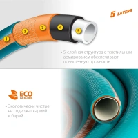 Шланг поливочный GRINDA PROLine EXPERT 5 3/4" 15м 30бар, 5-ти слойный армированный Арт. 429007-3/4-15