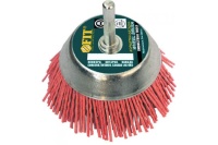 Корщетка-чашка 75мм, нейлоновая со штифтом, для дрели, FIT