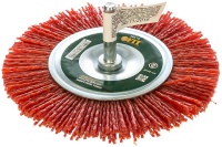Корщетка-колесо 100мм, нейлоновая, со штифтом, для дрели, FIT