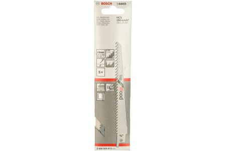 Полотно сабел. по дер. BOSCH S644D 150х19х1.25мм 5шт/упак. Арт. 2608650673