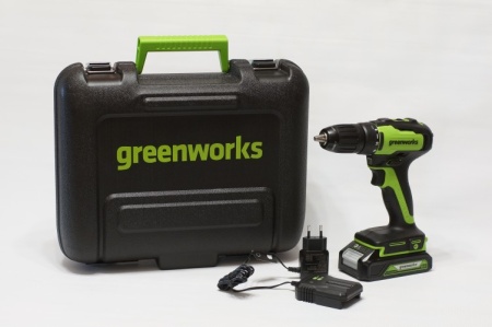 Дрель-шуруповерт акк GREENWORKS GD24DD35K2 24V*2Ah Li-Ion 35Нм бесщет.дв. 2 скор. ЗУ кейс Арт. 3704007UA
