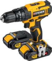 Дрель-шуруповерт акк удар. STEHER CDS-200-2 20В 2Ач Li-lon 40Нм, 2 акк, ЗУ, кейс Арт. CDS-200-2
