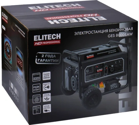 Генератор бенз ELITECH HD GES 8000EAW 6/6.5кВт 220В эл.старт Арт. GES 8000EAW