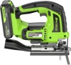  Лобзик акк.  Greenworks GD24JS120, 24V, б/щет, 120 мм, 0-3500/мин, 4-ст.маятник,LED,1х2Ач,ЗУ,кор (3601407CUA)