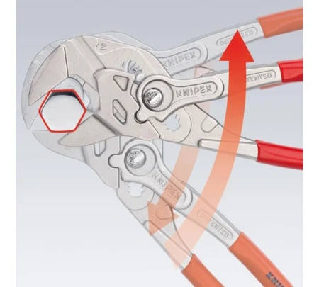 Клещи переставные 250мм KNIPEX зев 52мм хром, обливные ручки Арт. KN-8603250