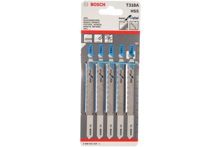 Пилки д/лоб по мет BOSCH T318A HSS Basic for Metal 106х132мм 5шт/упак Арт. 2608631319