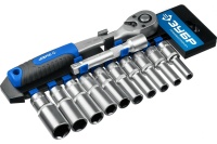 Набор головок удлиненных с трещеткой 6 гран. 1/2" 12 предм. 8-22мм ЗУБР ТБ-12У Арт. 27650-H12