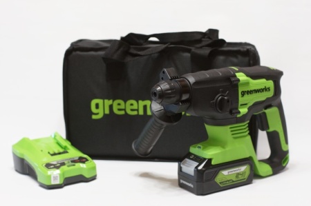Перфоратор акк GREENWORKS GD24SDS2K4 SDS+ 24V*4Ач Li-Ion 2Дж 3 реж. акк и ЗУ Арт. 3803007UB
