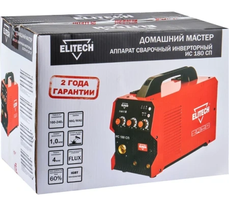 Сварочный полуавтомат Elitech ДМ ИС 180 СП 30-180А 5,2кВт 1,6-4мм 220В Арт. ИС 180 СП