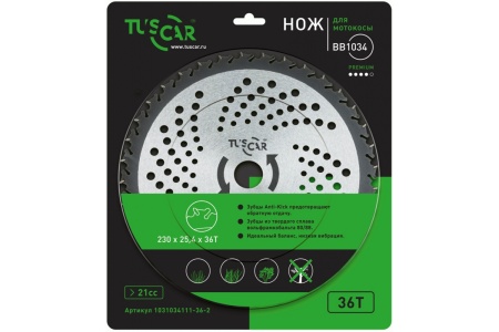 Нож для мотокосы TUSCAR BB1034, Premium, 230x25,4x36T, Anti-Kick Арт. 1031034111-36-2