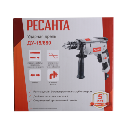 Дрель ударная Ресанта ДУ-15/680 75/8/2