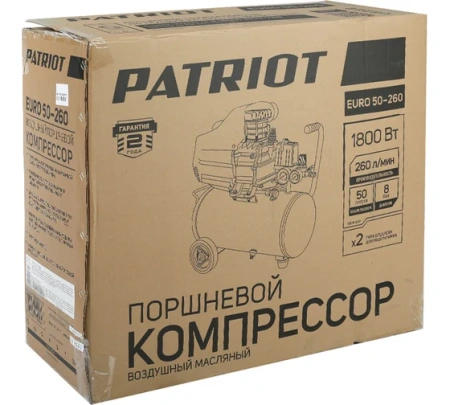 Компрессор PATRIOT EURO 50-260 260л/мин 1,5кВт 50л Арт. 525306367