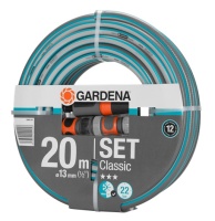 Шланг полив. Gardena Classic 1/2" 20м 22бар армир. ПВХ + резьб/штуц адаптер коннектор Арт. 18004-20.000.00