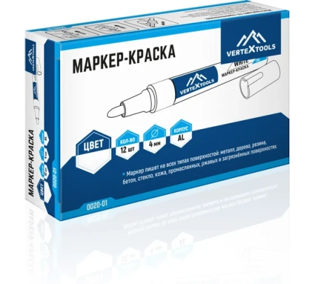 Маркер строительный белый Vertextools Арт. 0020-01