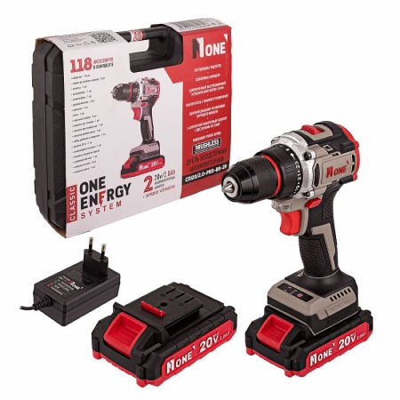 Дрель-шуруповерт акк NUMBER ONE CDI20/2.0-PRO-BR-2 20V*2Ah Li-ion 40Нм + набор 118пр Арт. CDI20/2.0-PRO-BR-2 1