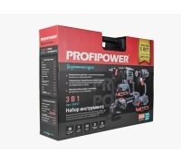 Набор акк инстр. PROFIPOWER УШМ E0080, перфоратор T0058 и шуруповерт T0056 4.0Ач Li-ion 2акк Арт. E0247