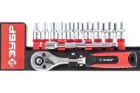 Набор головок с трещеткой 6 гран. 1/4" 12 предм. 4-13мм ЗУБР ТМ-12 Арт. 27645-H12_z01