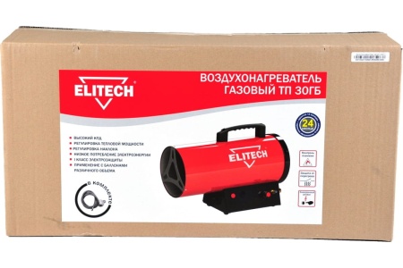 Пушка тепл. газ. Elitech ТП 30ГБ 30кВт, 760куб.м\ч, пропан\бутан Арт. ТП 30ГБ
